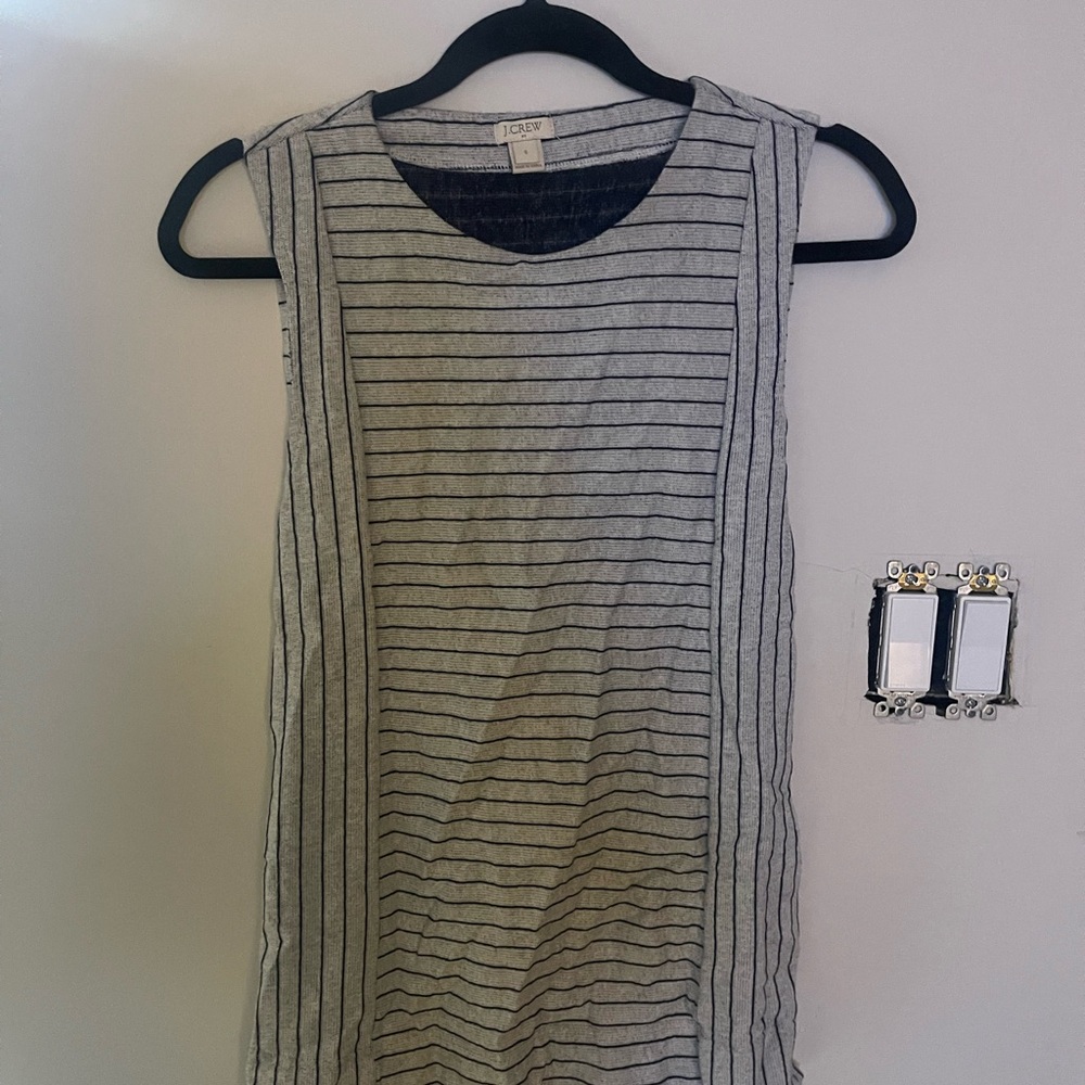 J. Crew Gray Striped Sleeveless Top